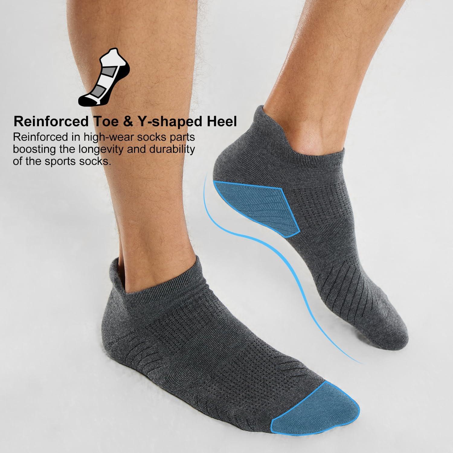 imageFITRELL 6 Pack Mens Athletic Running Ankle Socks Low Cut Cushioned Wicking AntiBlister Breathable Sport SocksDark Grey