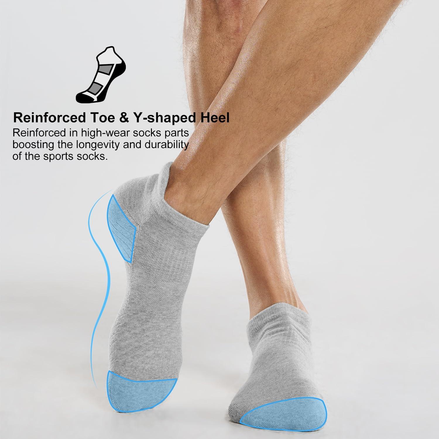 imageFITRELL 6 Pack Mens Athletic Running Ankle Socks Low Cut Cushioned Wicking AntiBlister Breathable Sport SocksLight Grey