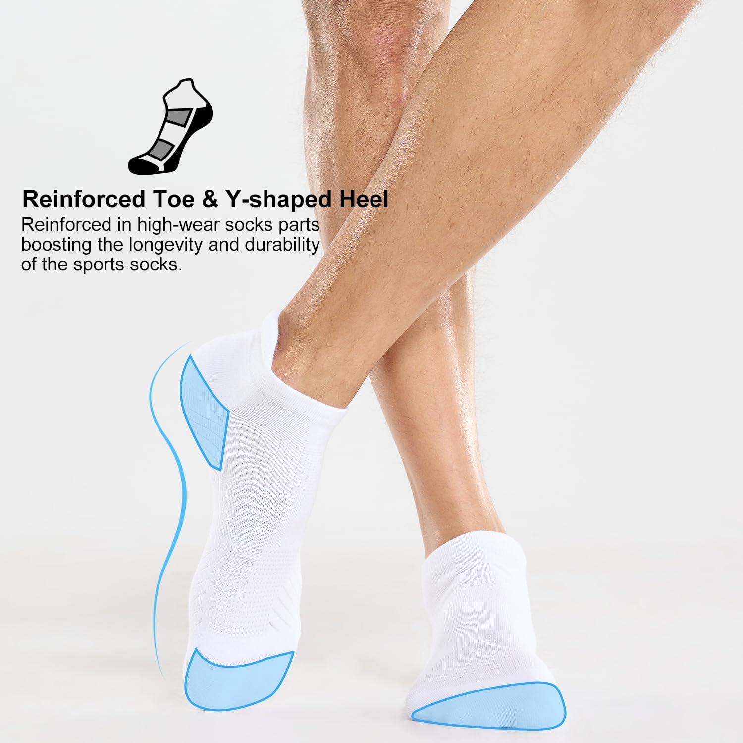 imageFITRELL 6 Pack Mens Athletic Running Ankle Socks Low Cut Cushioned Wicking AntiBlister Breathable Sport SocksWhite