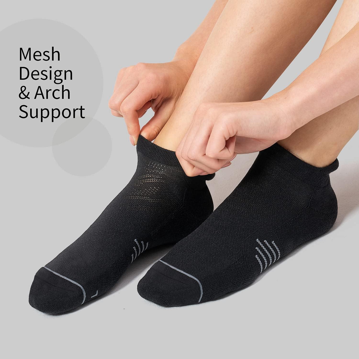 imageFITRELL 6 Pack Womens Ankle Running Socks Cushioned Low Cut Tab Athletic SocksBlack