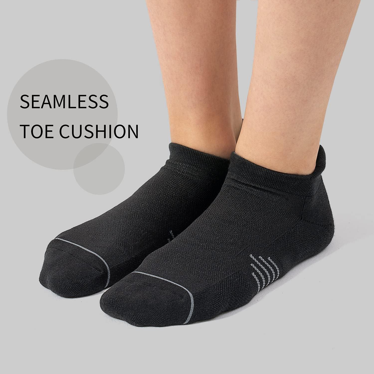 imageFITRELL 6 Pack Womens Ankle Running Socks Cushioned Low Cut Tab Athletic SocksBlack