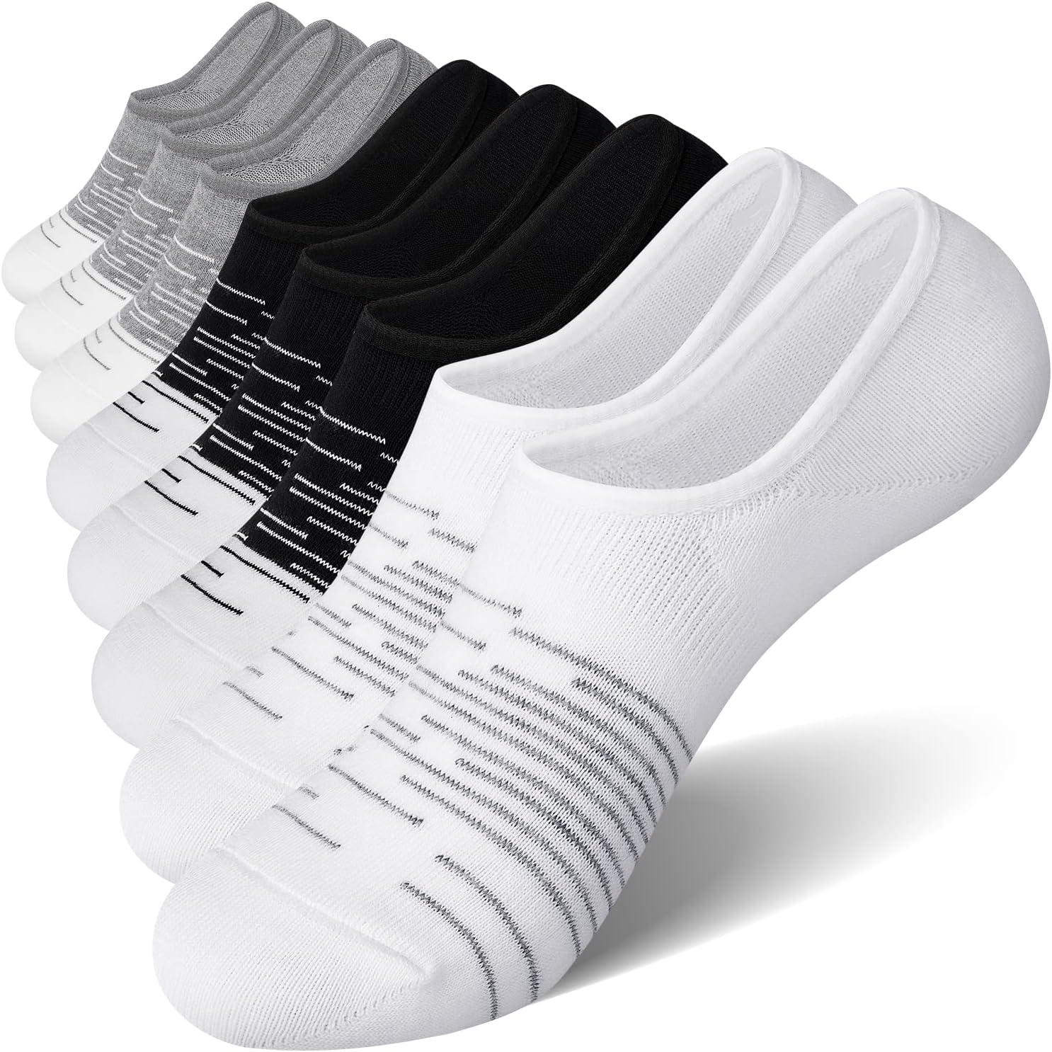 imageFITRELL 8 Pack Womens No Show Socks Size 69911 Nonslip Boat socksWhite2black3grey3