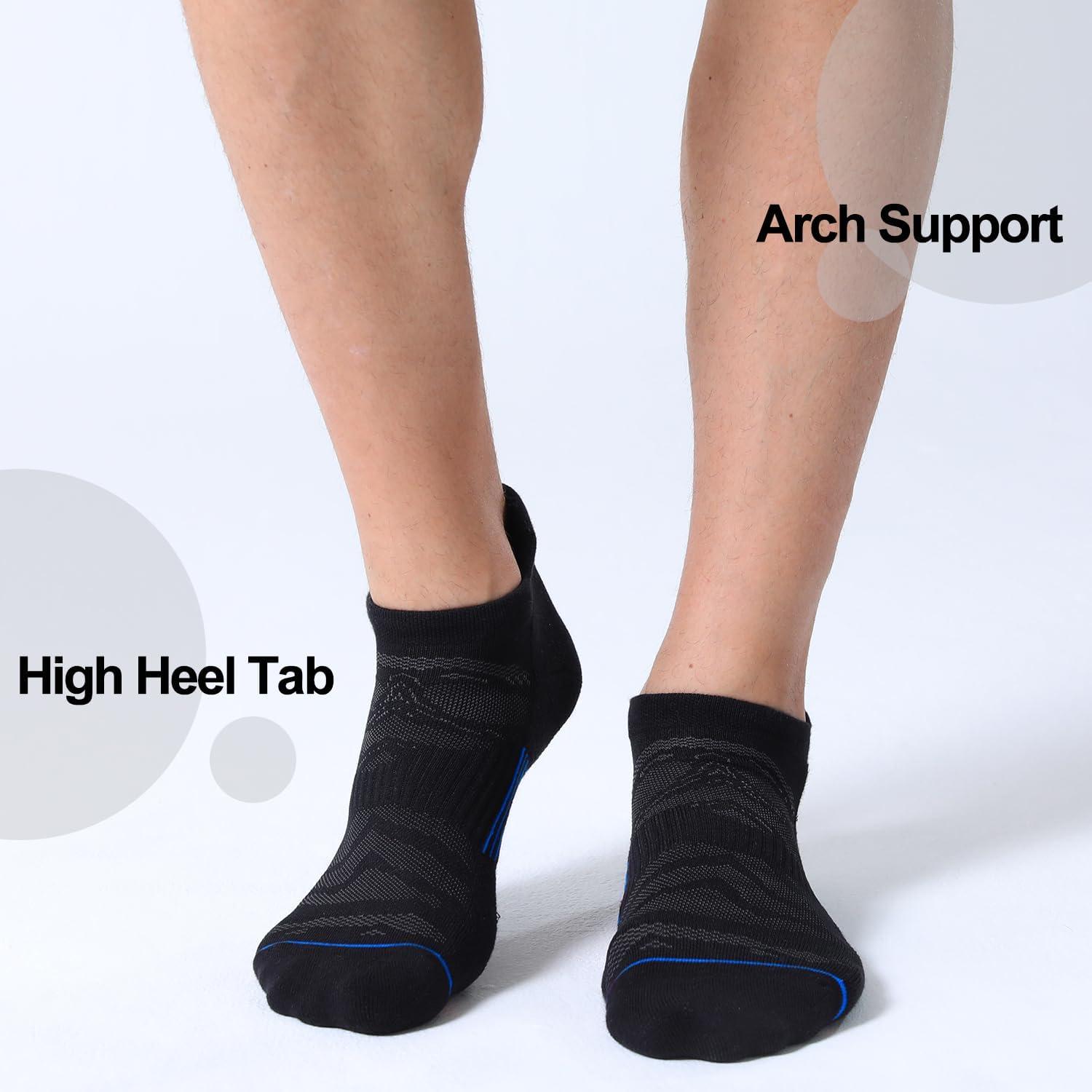 imageFITRELL Mens 6 Pack Ankle Running Socks Low Cut Cushioned Athletic Sports Socks 799121215Blackblue