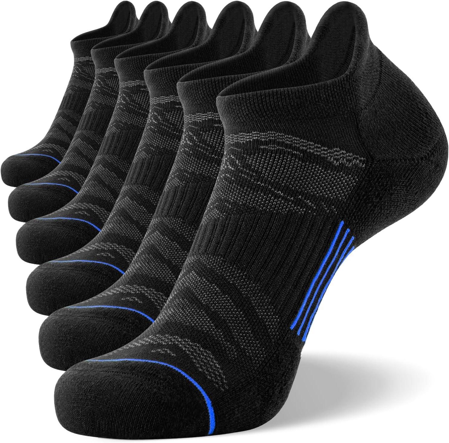 imageFITRELL Mens 6 Pack Ankle Running Socks Low Cut Cushioned Athletic Sports Socks 799121215Blackblue