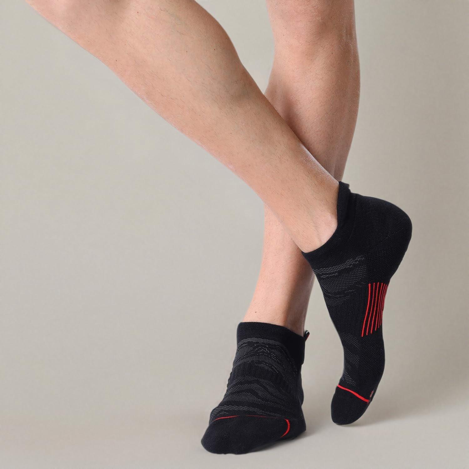 imageFITRELL Mens 6 Pack Ankle Running Socks Low Cut Cushioned Athletic Sports Socks 799121215Blackred