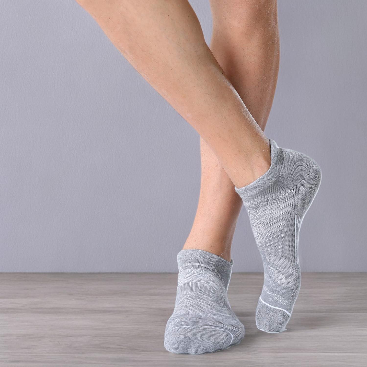 imageFITRELL Mens 6 Pack Ankle Running Socks Low Cut Cushioned Athletic Sports Socks 799121215Light Graywhite