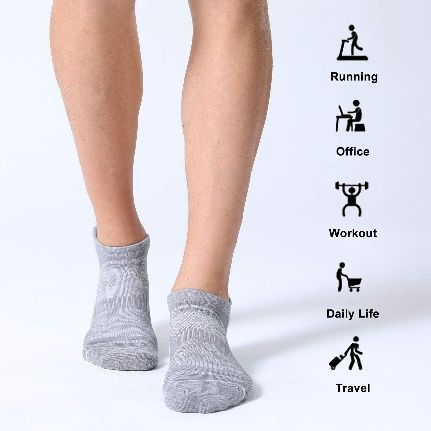 imageFITRELL Mens 6 Pack Ankle Running Socks Low Cut Cushioned Athletic Sports Socks 799121215Light Graywhite