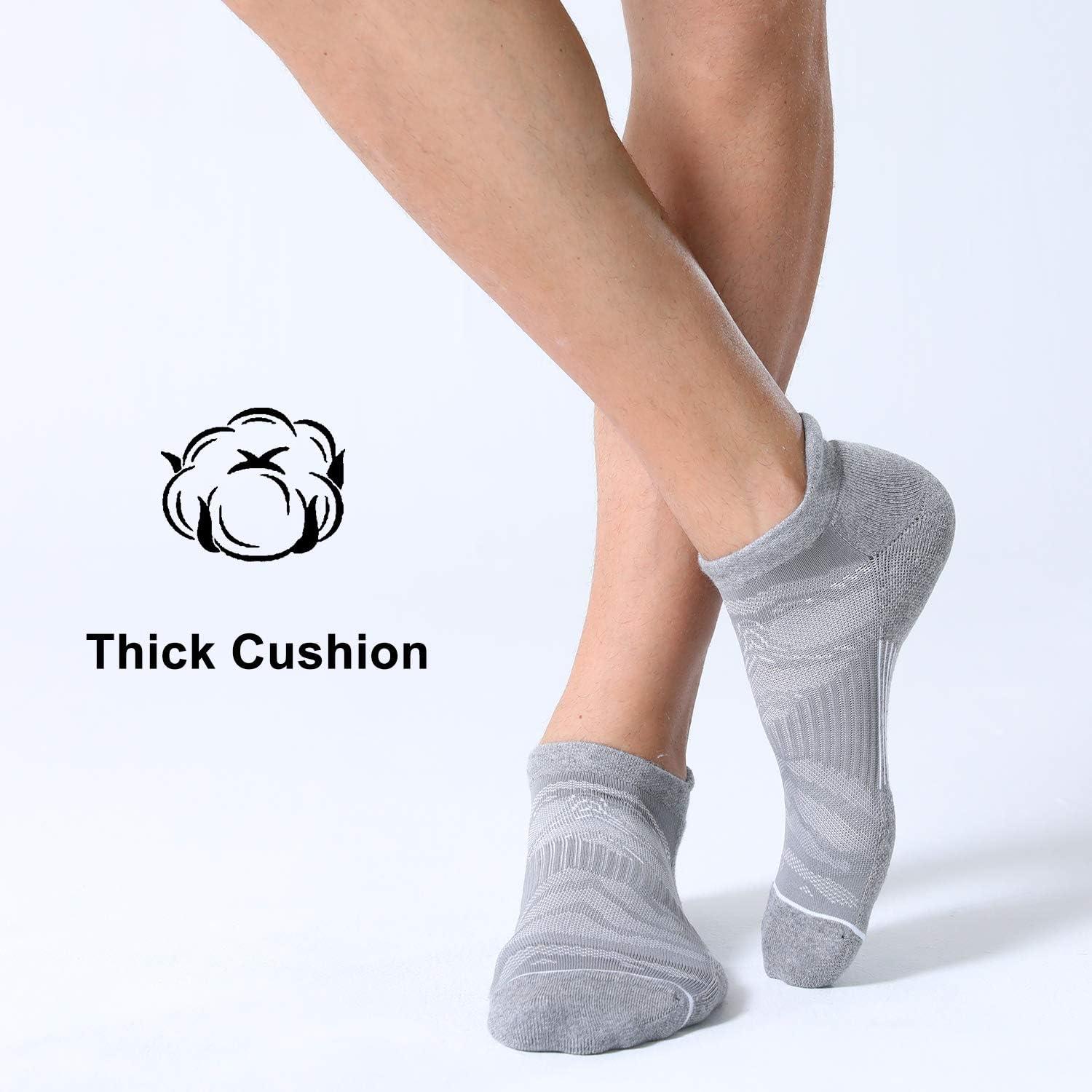 imageFITRELL Mens 6 Pack Ankle Running Socks Low Cut Cushioned Athletic Sports Socks 799121215Light Graywhite