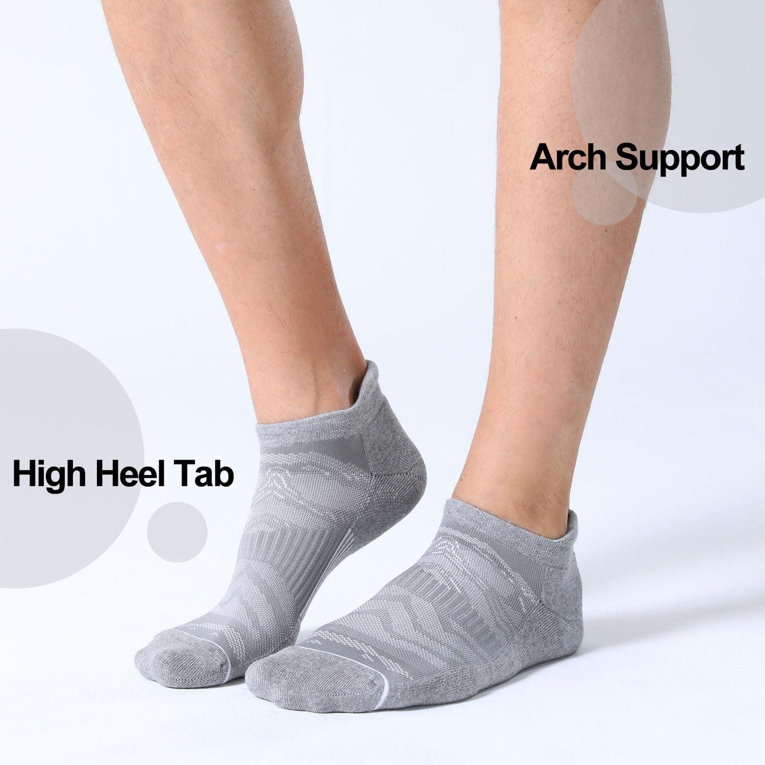 imageFITRELL Mens 6 Pack Ankle Running Socks Low Cut Cushioned Athletic Sports Socks 799121215Light Graywhite