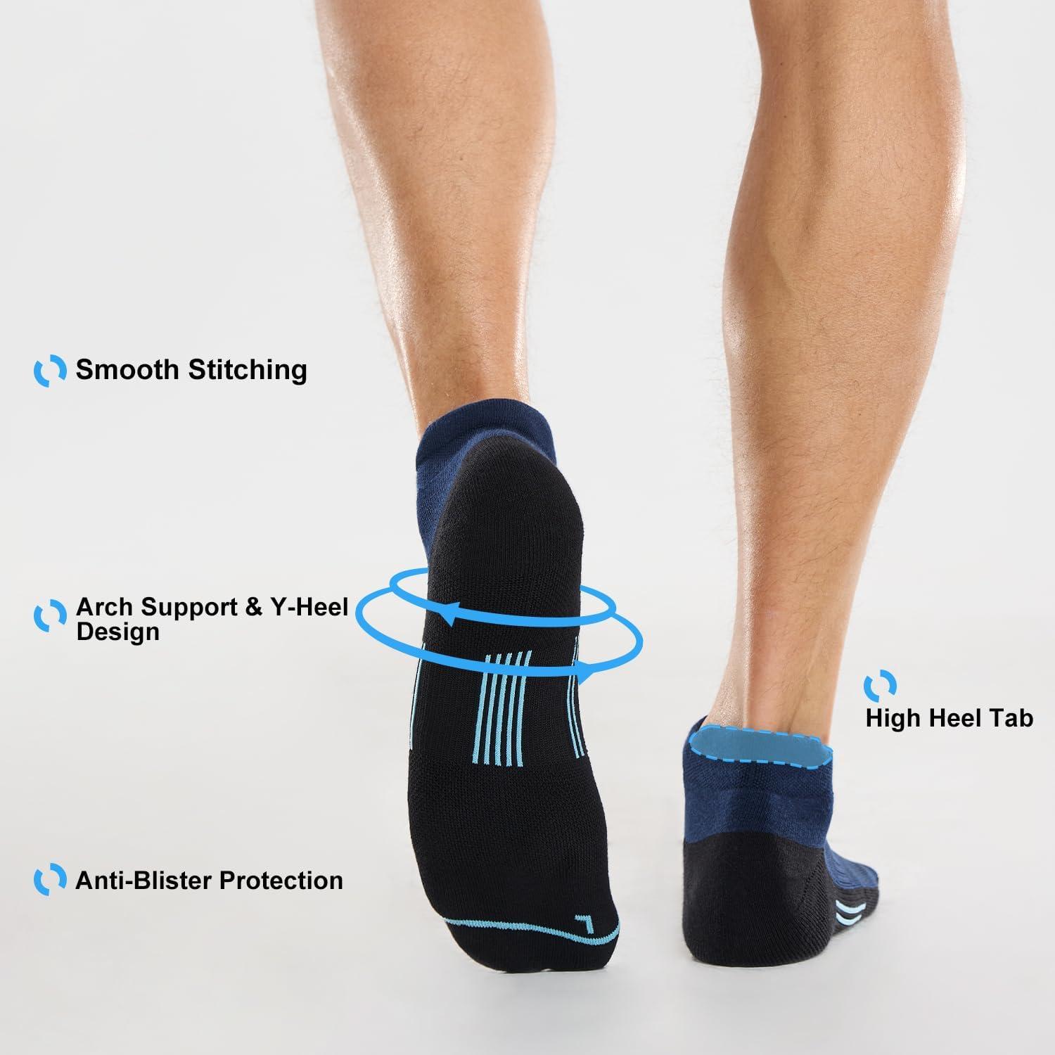 imageFITRELL Mens 6 Pack Ankle Running Socks Low Cut Cushioned Athletic Sports Socks 799121215Navy Black