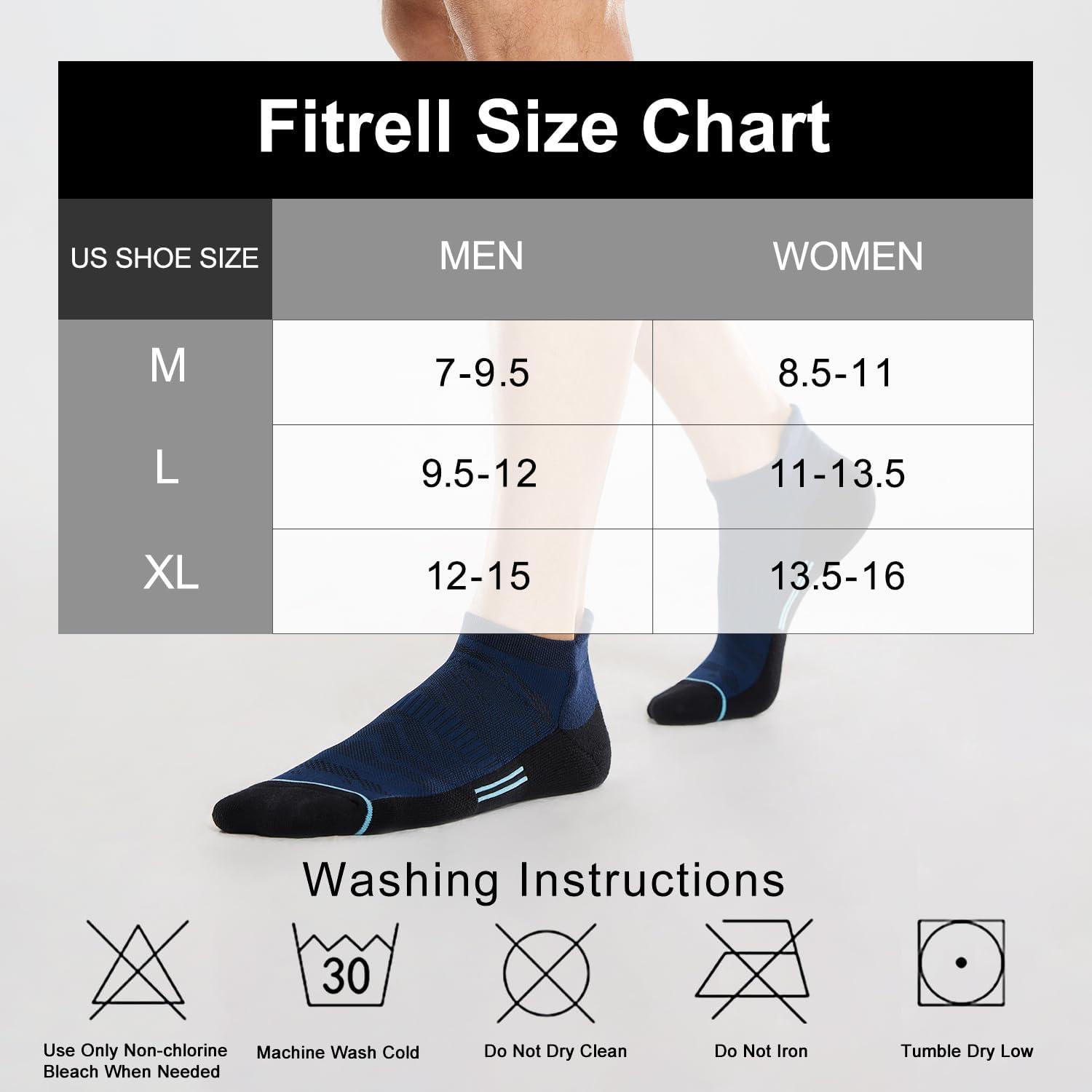 imageFITRELL Mens 6 Pack Ankle Running Socks Low Cut Cushioned Athletic Sports Socks 799121215Navy Black