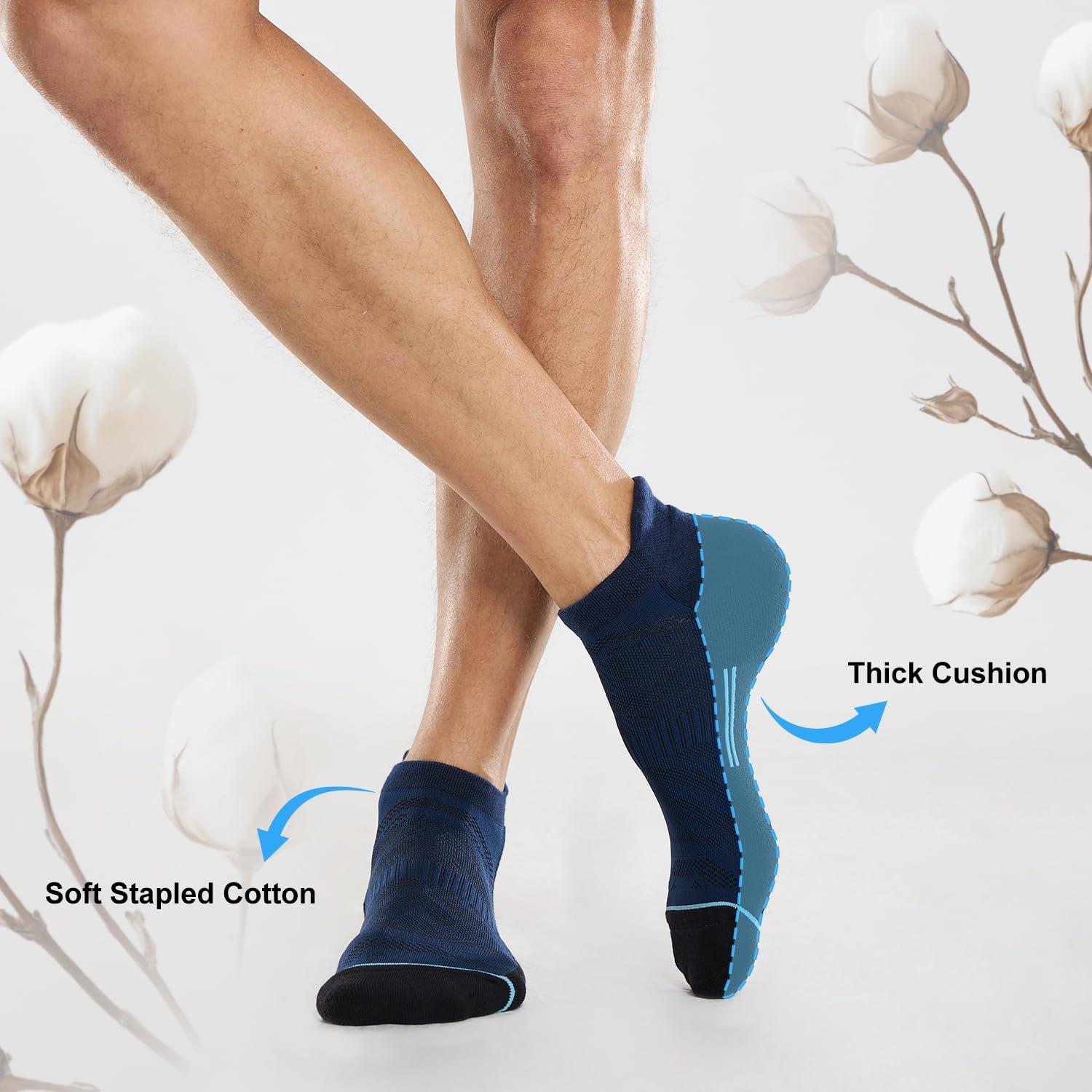 imageFITRELL Mens 6 Pack Ankle Running Socks Low Cut Cushioned Athletic Sports Socks 799121215Navy Black