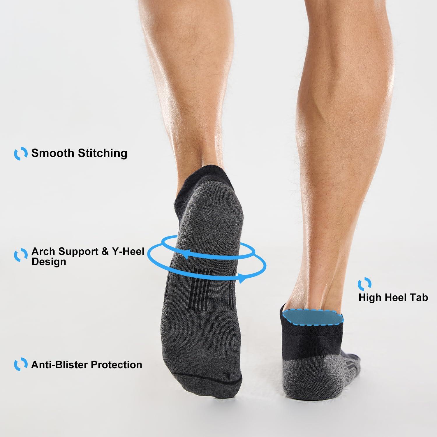 imageFITRELL Mens 6 Pack Ankle Running Socks Low Cut Cushioned Athletic Sports Socks 799121215New Black