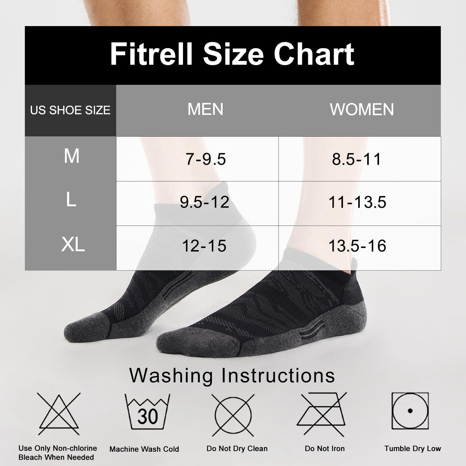 imageFITRELL Mens 6 Pack Ankle Running Socks Low Cut Cushioned Athletic Sports Socks 799121215New Black