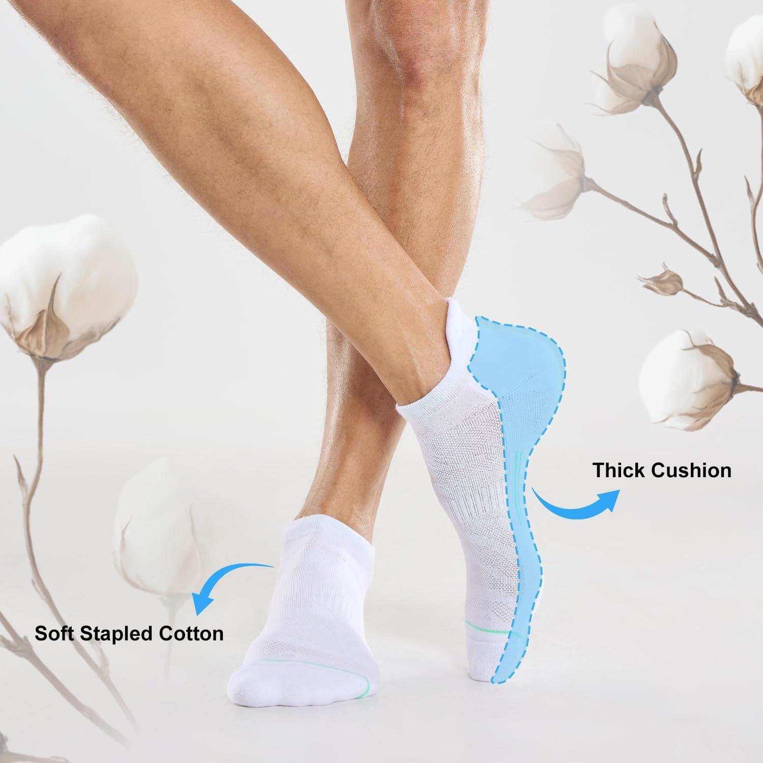 imageFITRELL Mens 6 Pack Ankle Running Socks Low Cut Cushioned Athletic Sports Socks 799121215White Aqua
