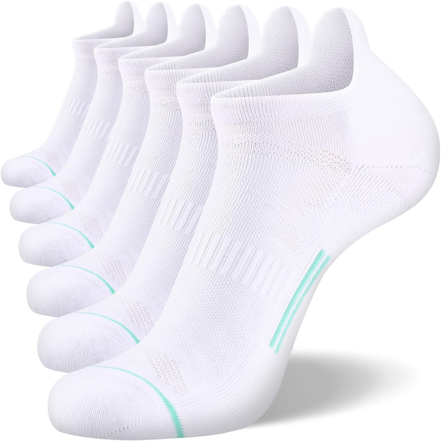 imageFITRELL Mens 6 Pack Ankle Running Socks Low Cut Cushioned Athletic Sports Socks 799121215White Aqua