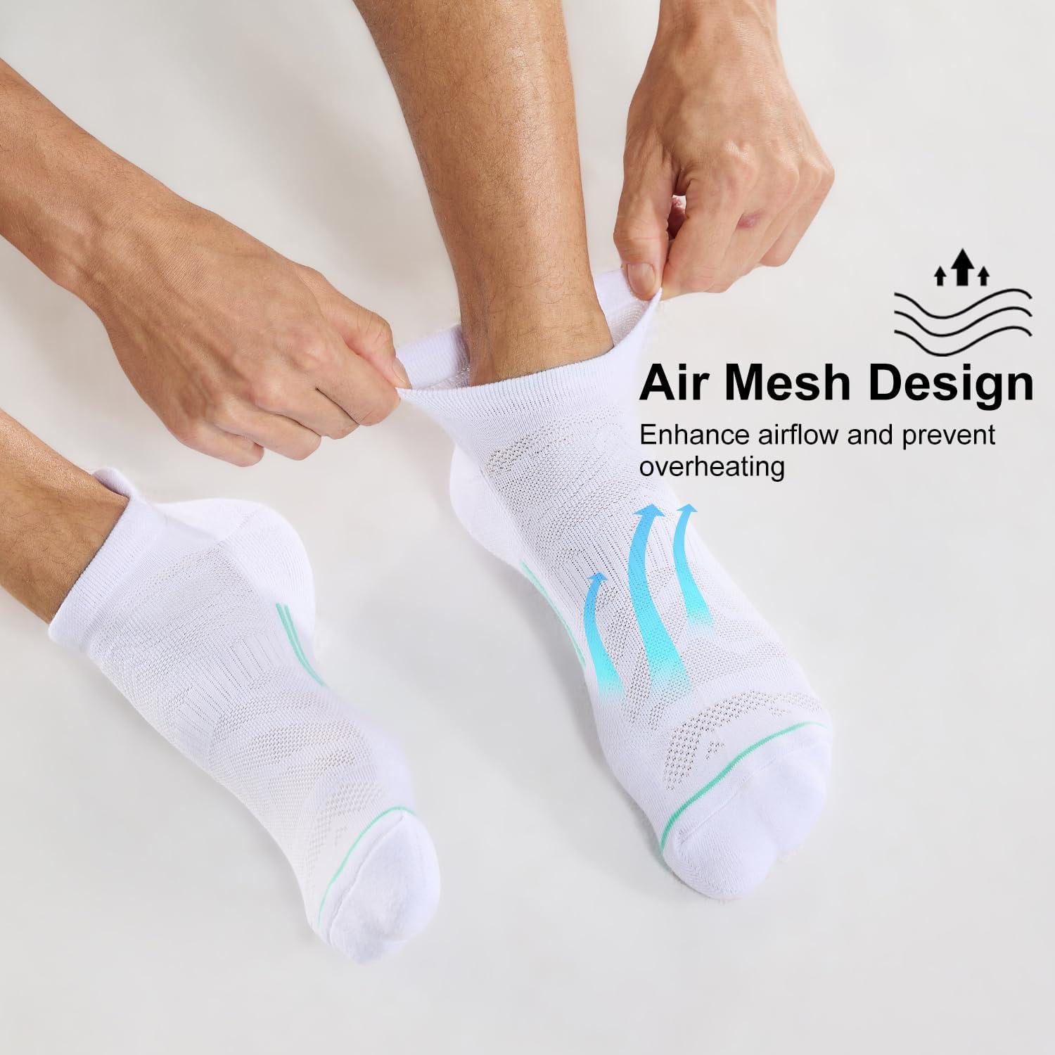imageFITRELL Mens 6 Pack Ankle Running Socks Low Cut Cushioned Athletic Sports Socks 799121215White Aqua