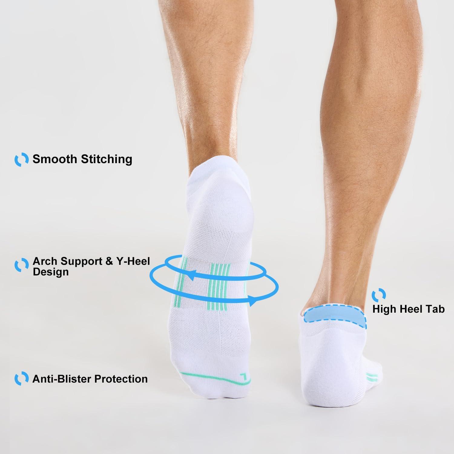 imageFITRELL Mens 6 Pack Ankle Running Socks Low Cut Cushioned Athletic Sports Socks 799121215White Aqua