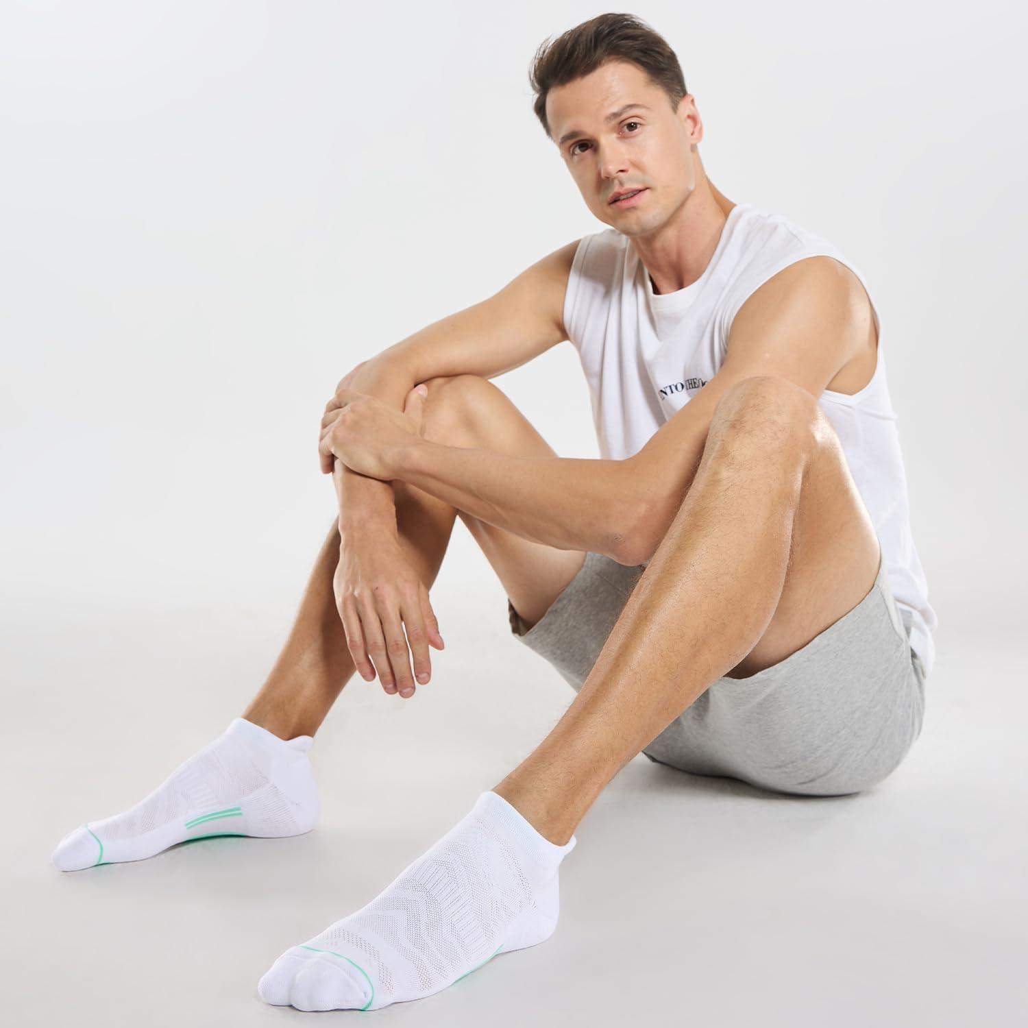 imageFITRELL Mens 6 Pack Ankle Running Socks Low Cut Cushioned Athletic Sports Socks 799121215White Aqua