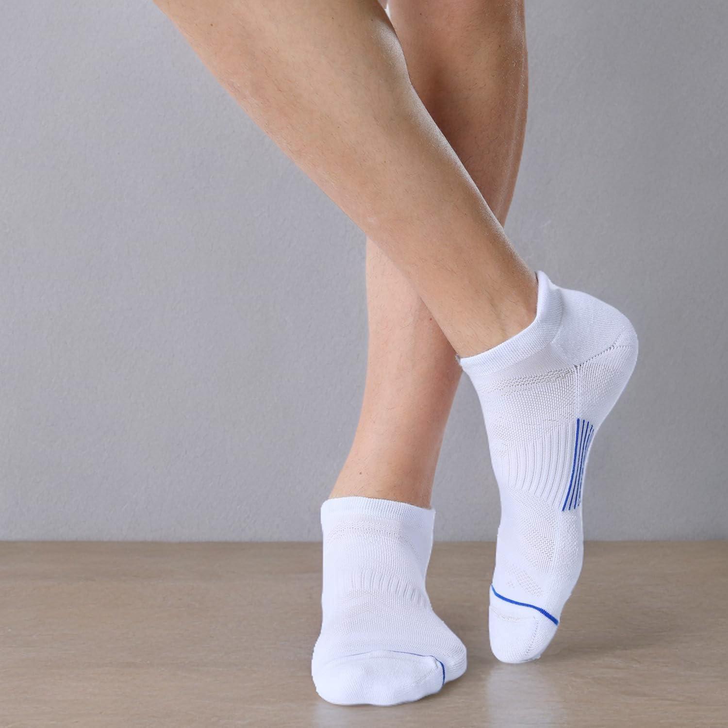 imageFITRELL Mens 6 Pack Ankle Running Socks Low Cut Cushioned Athletic Sports Socks 799121215Whiteblue