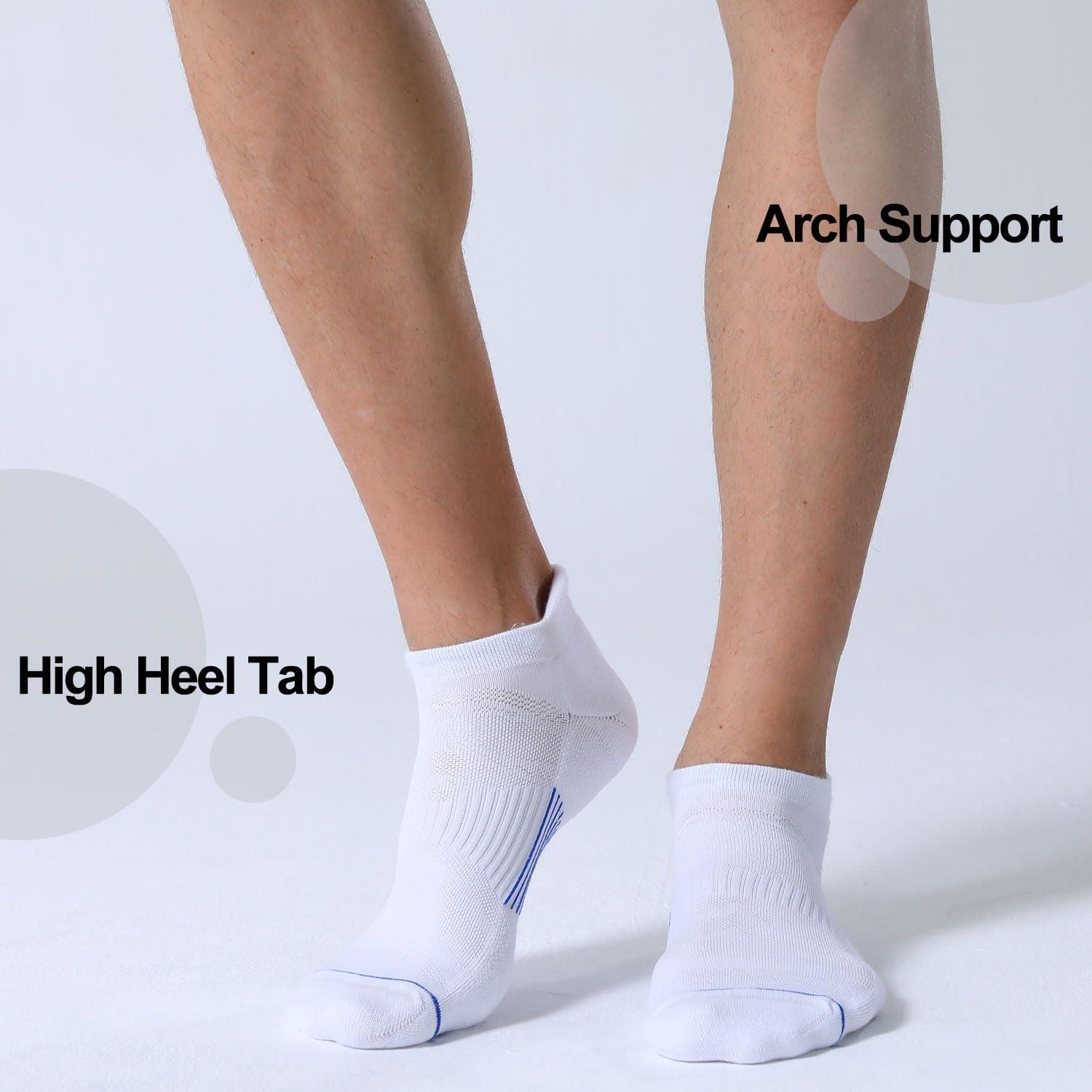 imageFITRELL Mens 6 Pack Ankle Running Socks Low Cut Cushioned Athletic Sports Socks 799121215Whiteblue