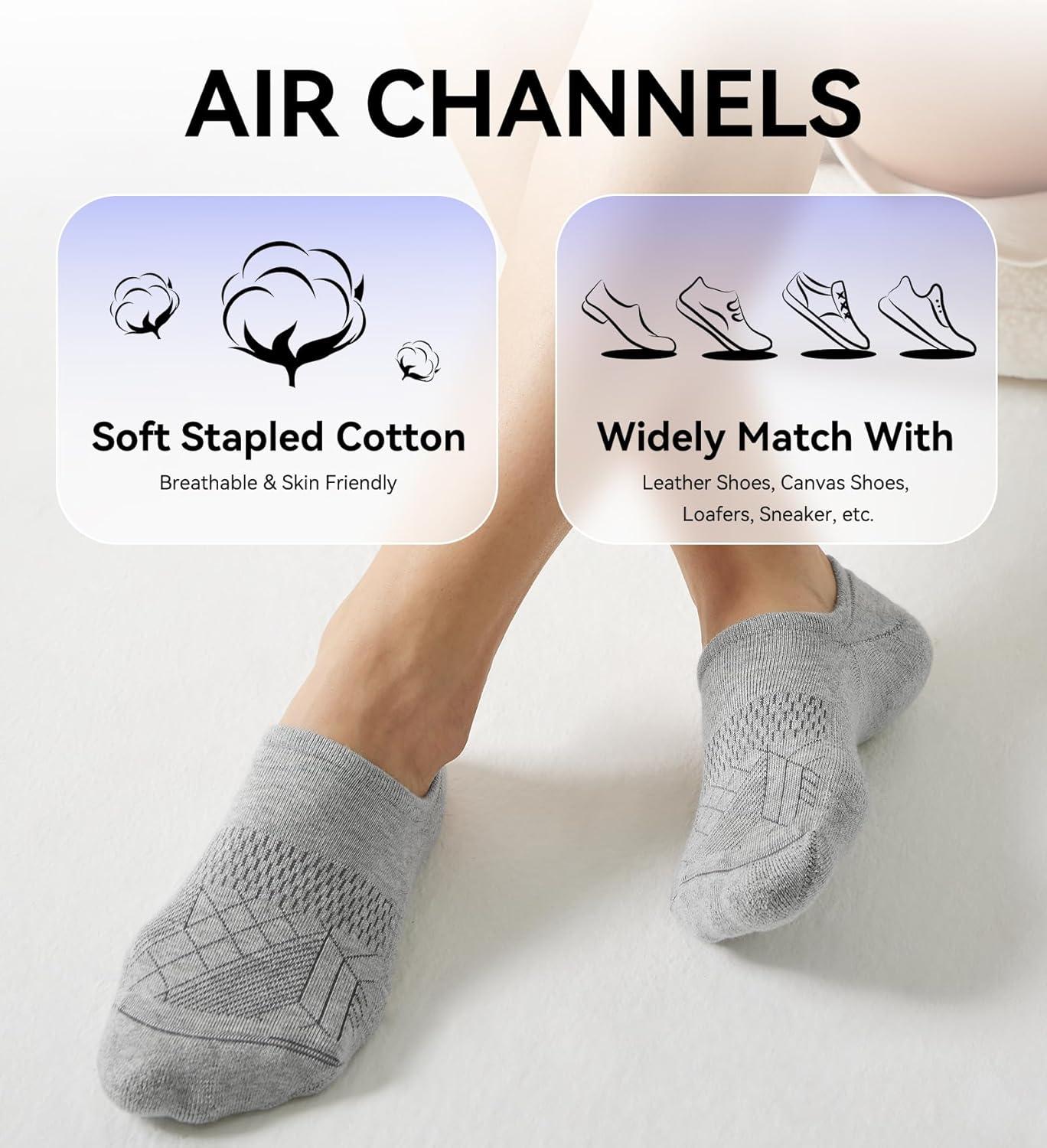 imageFITRELL No Show Socks Womens Cotton Cushioned Athletic Ankle Low Cut Invisible Non Slip Socks 58 Pairs3 Pairs Classicblackwhitegrey