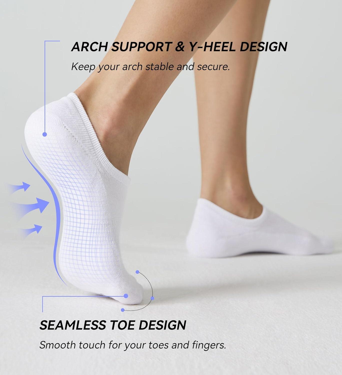 imageFITRELL No Show Socks Womens Cotton Cushioned Athletic Ankle Low Cut Invisible Non Slip Socks 58 Pairs3 Pairs Classicblackwhitegrey