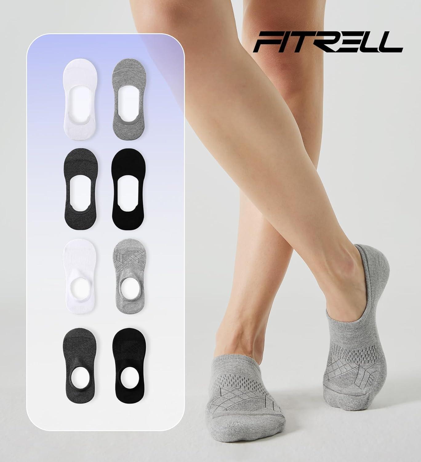 imageFITRELL No Show Socks Womens Cotton Cushioned Athletic Ankle Low Cut Invisible Non Slip Socks 58 Pairs8 Pairs Ankle  Low Blackwhitedark Greygrey