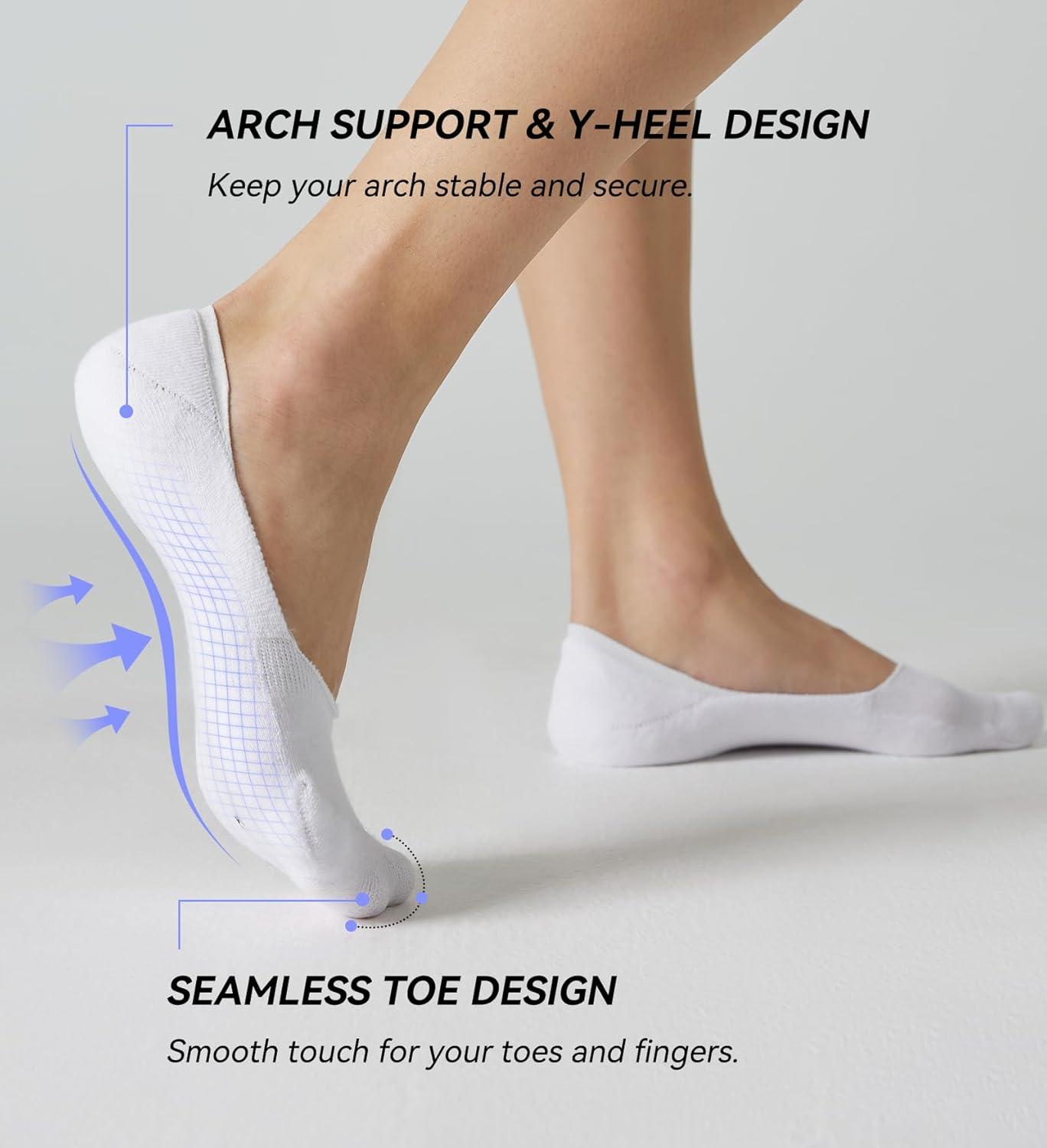 imageFITRELL No Show Socks Womens Cotton Cushioned Athletic Ankle Low Cut Invisible Non Slip Socks 58 Pairs8 Pairs Ankle  Low Blackwhitedark Greygrey
