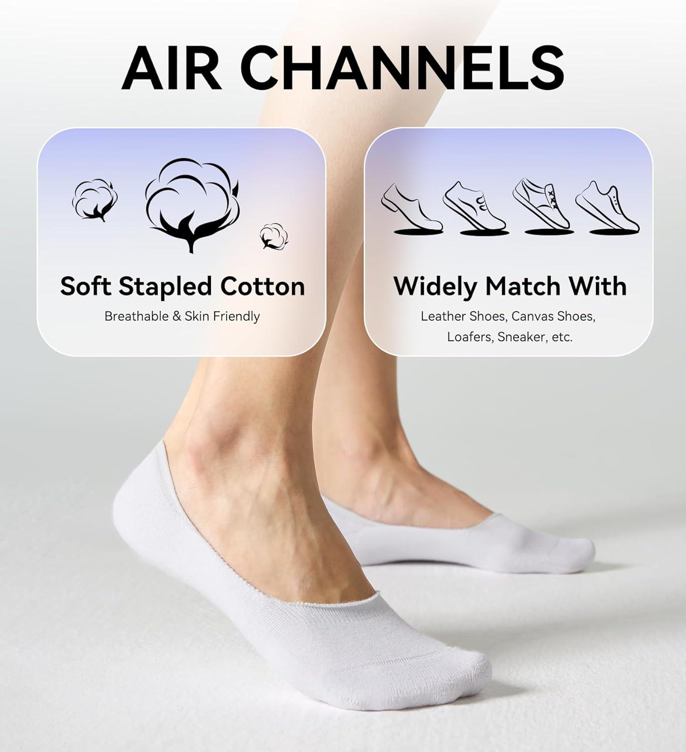 imageFITRELL No Show Socks Womens Cotton Cushioned Athletic Ankle Low Cut Invisible Non Slip Socks 58 Pairs8 Pairs Ankle  Low Blackwhitedark Greygrey