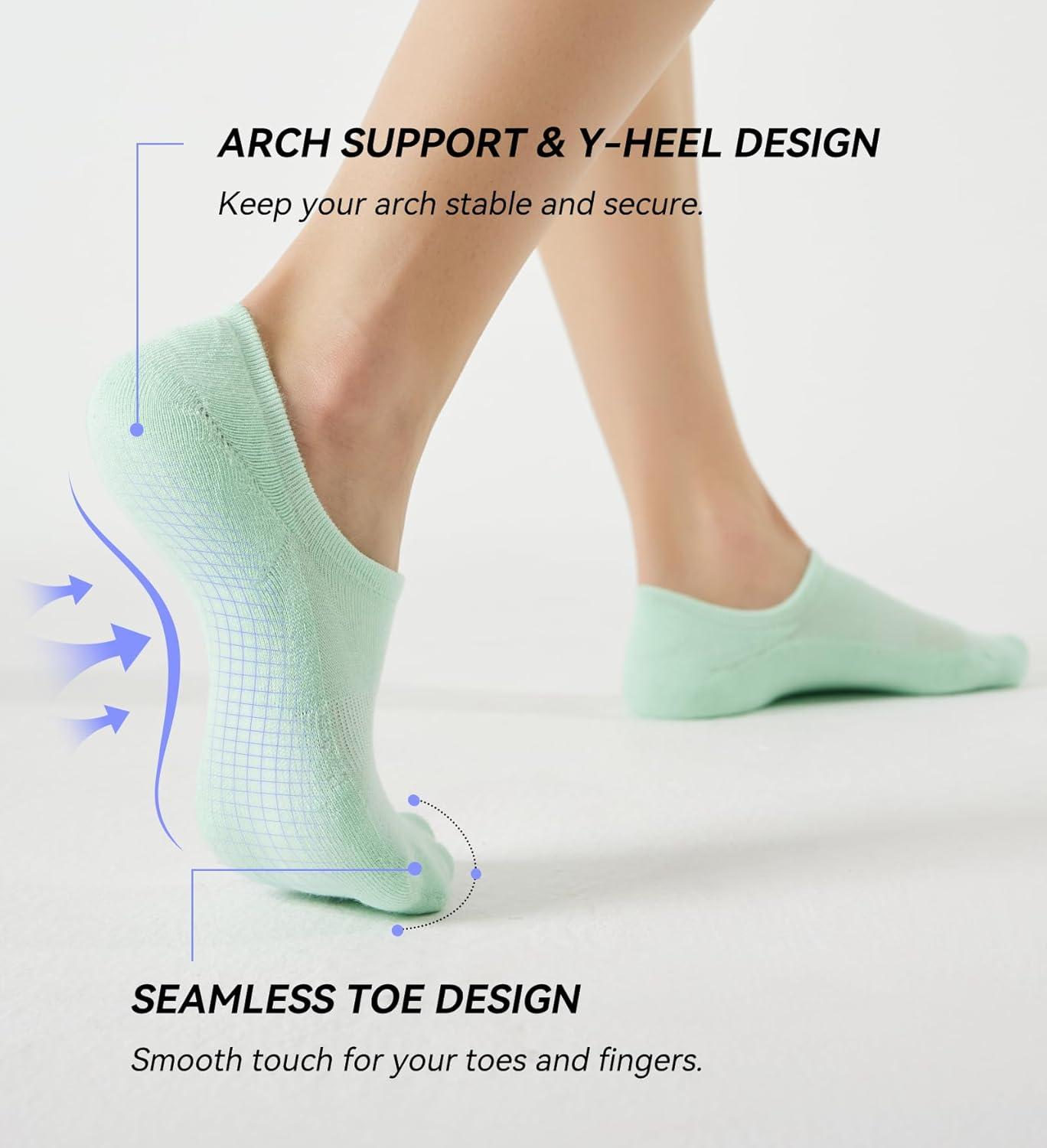 imageFITRELL No Show Socks Womens Cotton Cushioned Athletic Ankle Low Cut Invisible Non Slip Socks 58 Pairs8 Pairs Mulicolor  Bliss Cream
