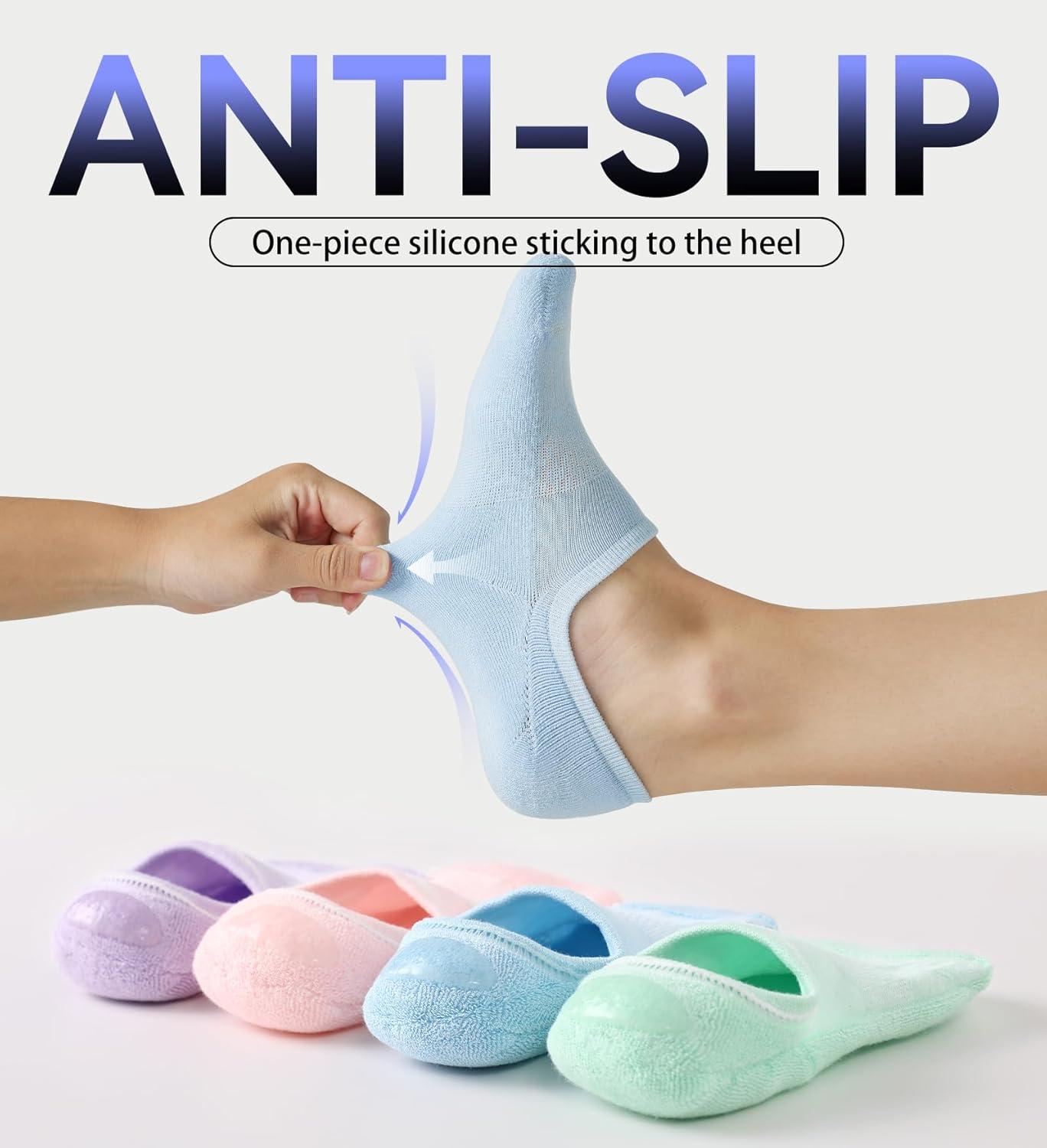 imageFITRELL No Show Socks Womens Cotton Cushioned Athletic Ankle Low Cut Invisible Non Slip Socks 58 Pairs8 Pairs Mulicolor  Bliss Cream