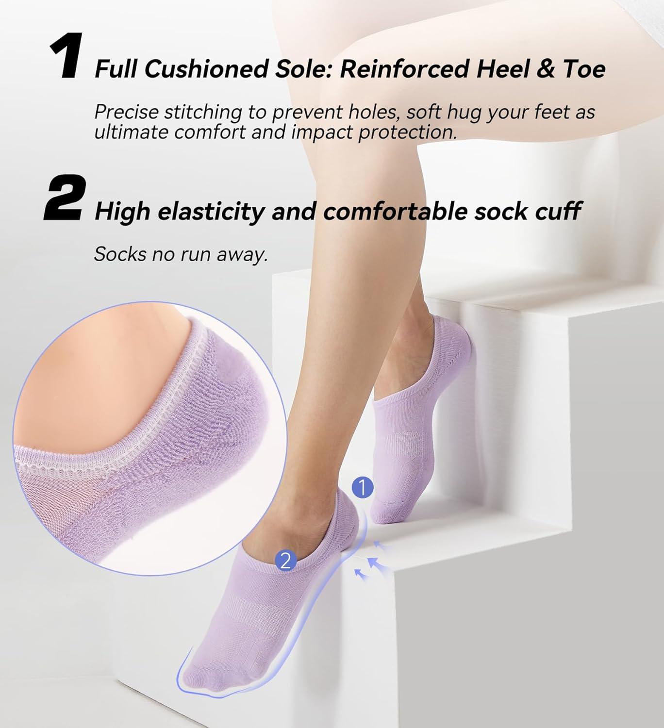 imageFITRELL No Show Socks Womens Cotton Cushioned Athletic Ankle Low Cut Invisible Non Slip Socks 58 Pairs8 Pairs Mulicolor  Bliss Cream