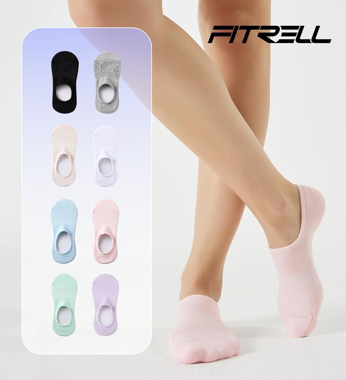 imageFITRELL No Show Socks Womens Cotton Cushioned Athletic Ankle Low Cut Invisible Non Slip Socks 58 Pairs8 Pairs Mulicolor  Bliss Cream