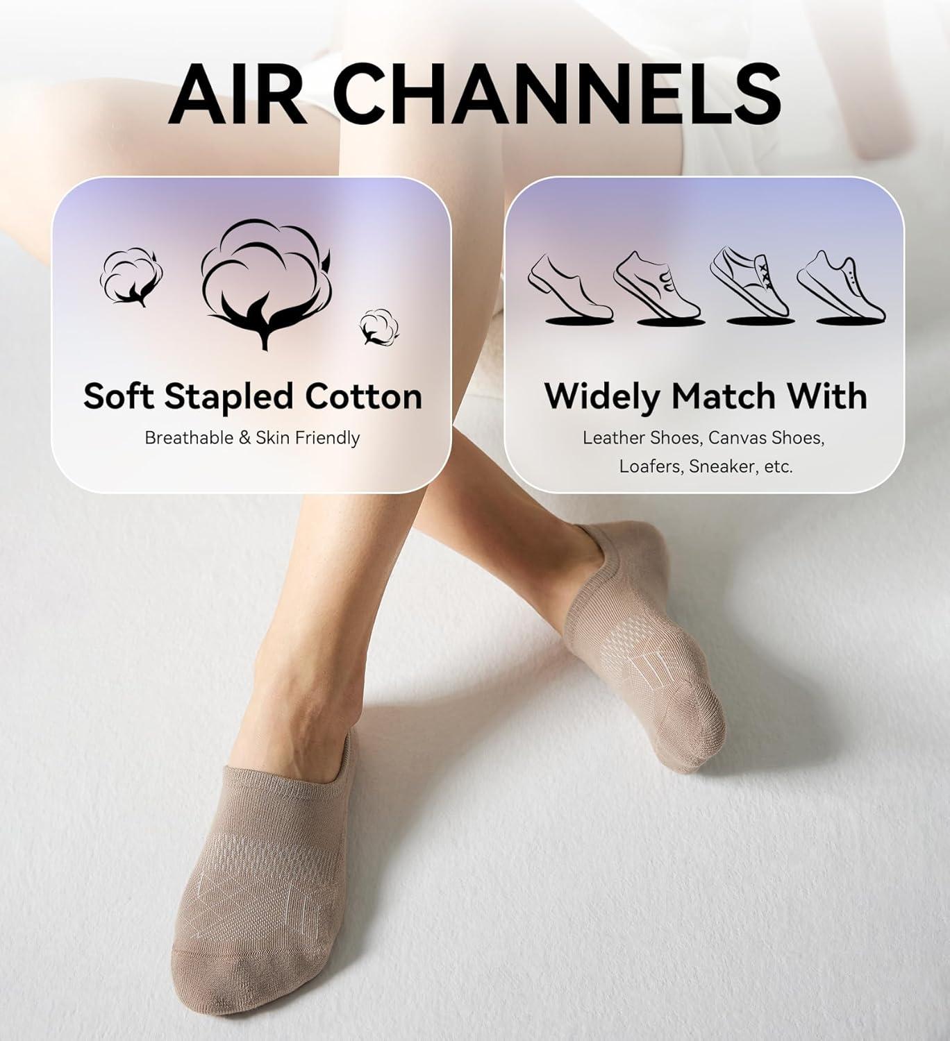 imageFITRELL No Show Socks Womens Cotton Cushioned Athletic Ankle Low Cut Invisible Non Slip Socks 58 Pairs8 Pairs Mulicolor  Tan