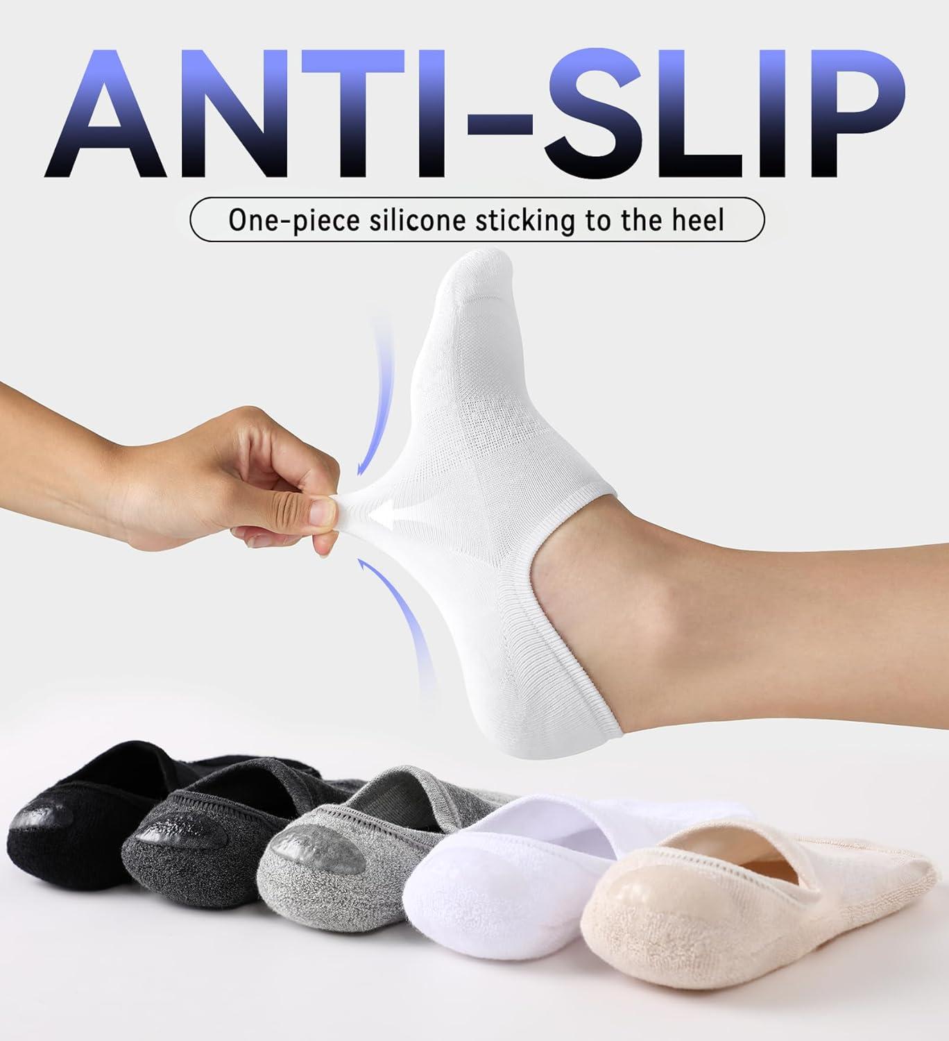 imageFITRELL No Show Socks Womens Cotton Cushioned Athletic Ankle Low Cut Invisible Non Slip Socks 58 Pairs8 Pairs Mulicolor  Tan