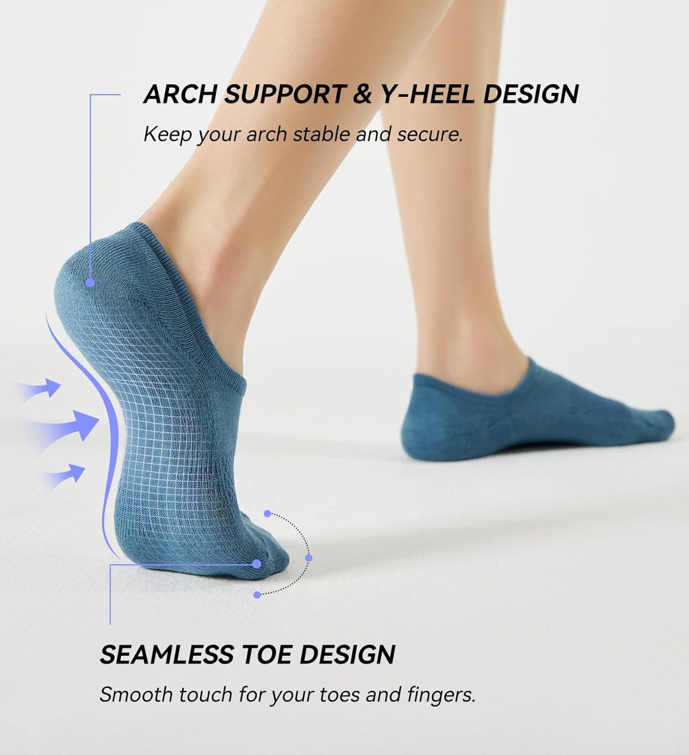 imageFITRELL No Show Socks Womens Cotton Cushioned Athletic Ankle Low Cut Invisible Non Slip Socks 58 Pairs8 Pairs Mulicolor  Wonder Amber