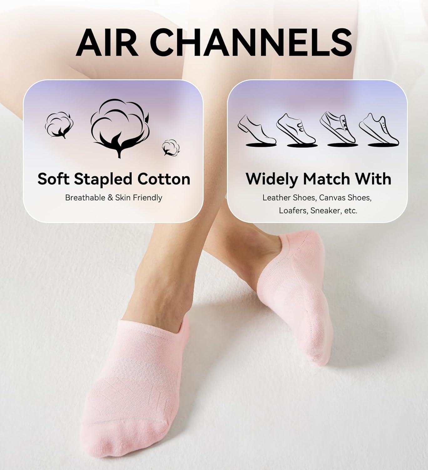 imageFITRELL No Show Socks Womens Cotton Cushioned Athletic Ankle Low Cut Invisible Non Slip Socks 58 Pairs8 Pairs Mulicolor  Wonder Amber