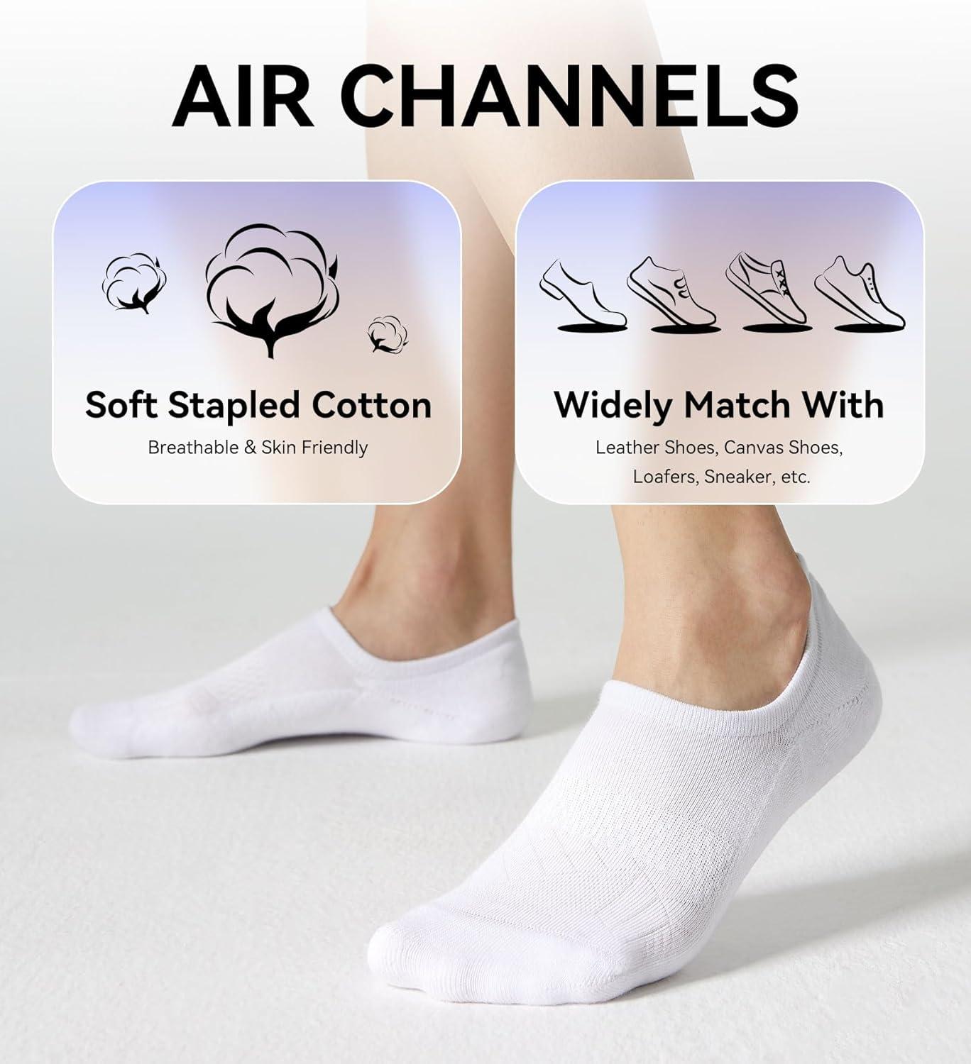imageFITRELL No Show Socks Womens Cotton Cushioned Athletic Ankle Low Cut Invisible Non Slip Socks 58 Pairs8 Pairs White