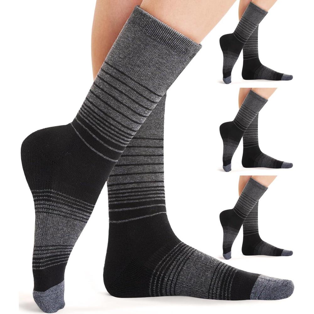 imageFITRELL 4 Pack Womens Merino Wool Hiking Socks Wicking Cushioned Warm Thermal Walking Boot Crew Socks Woollen SocksBlack4