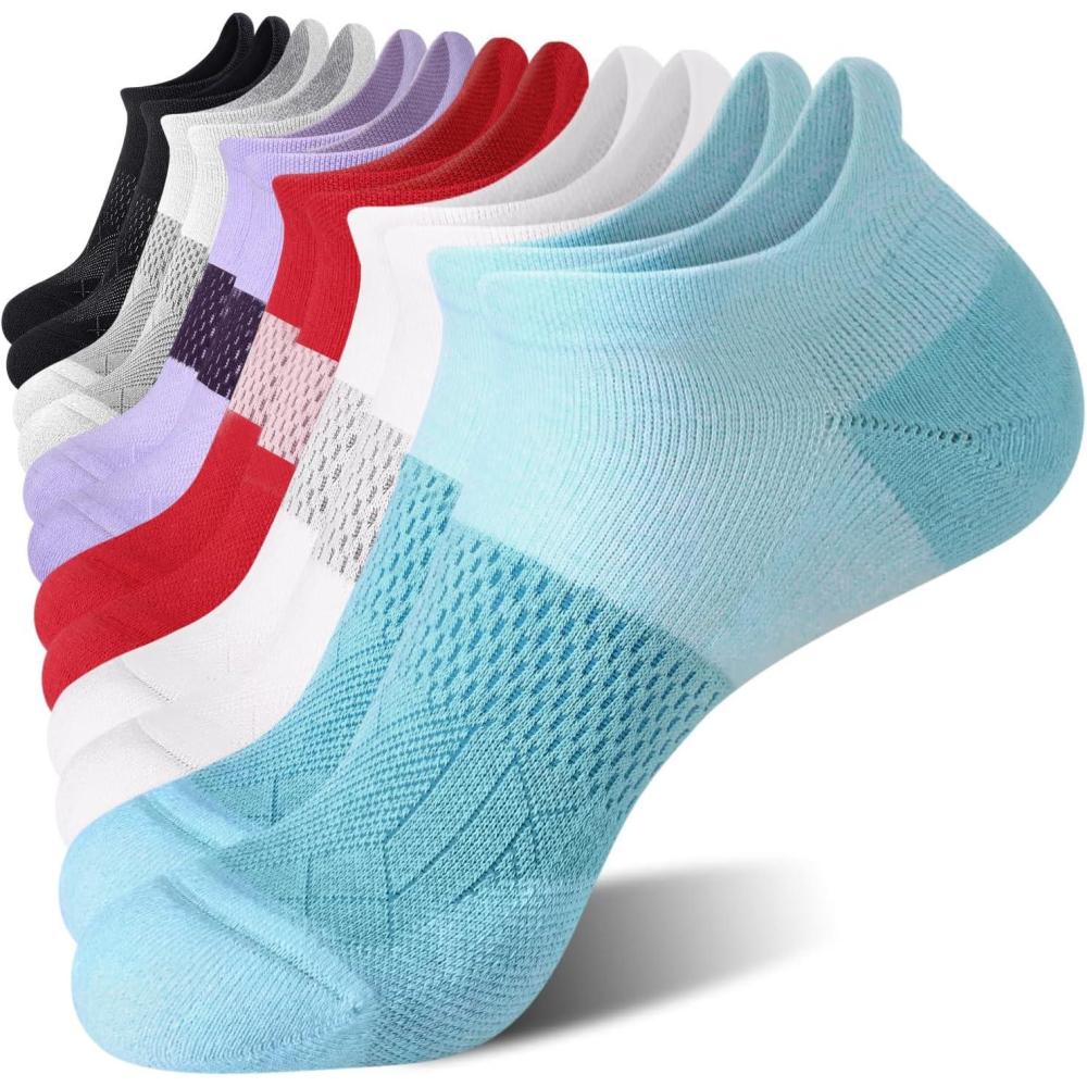 imageFITRELL 56 Pairs Ankle Running Socks for Women Athletic Cushioned Low Cut Tab Sports Socks6 Pairs Brownie