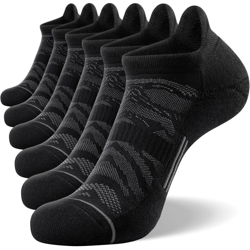imageFITRELL 6 Pack Mens Ankle Running Socks Low Cut Cushioned Athletic Sports Socks 799121215Blackgrey
