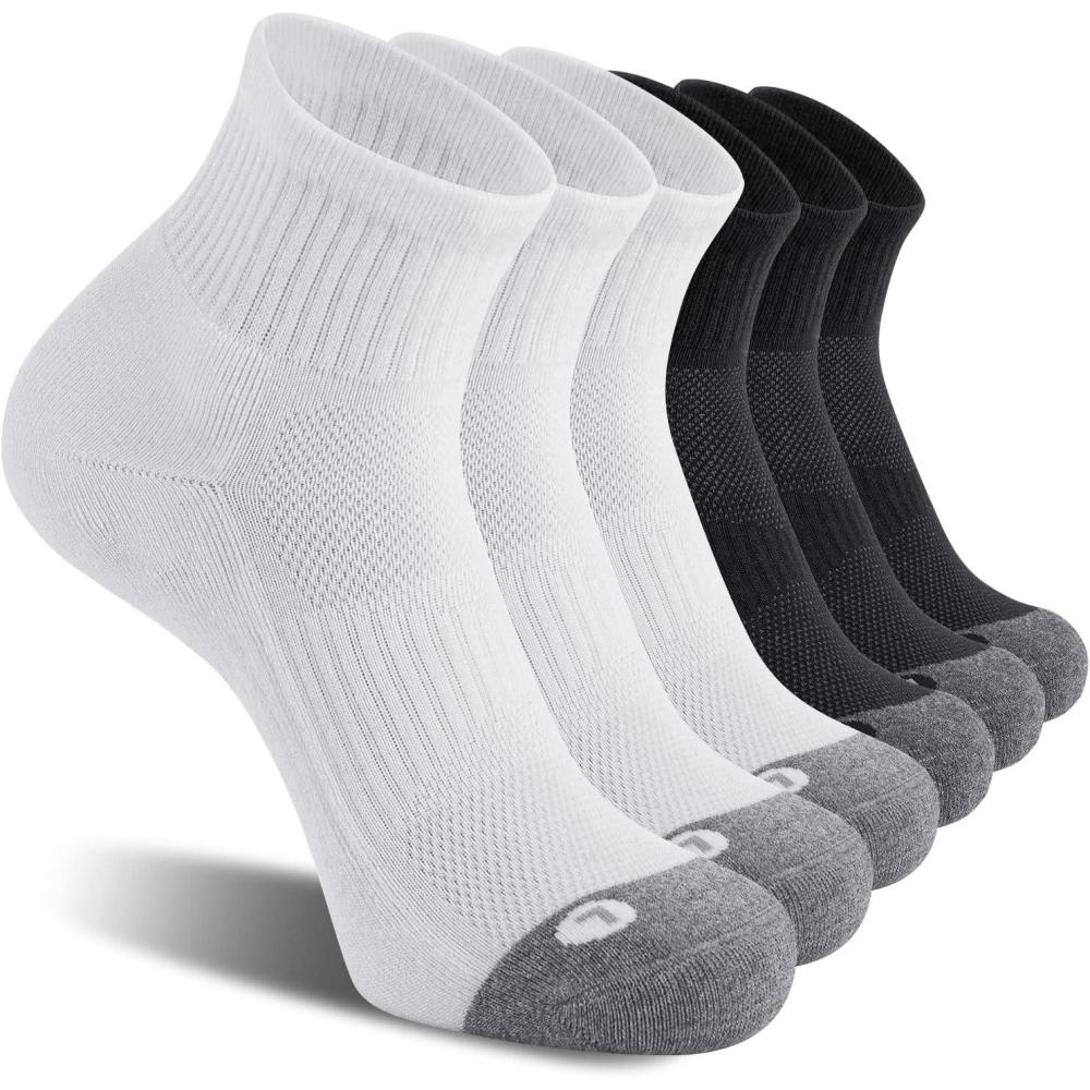 imageFITRELL 6 Pack Mens Athletic Ankle Socks Cushioned Sports Running Socks 7991212153 White  3 Black