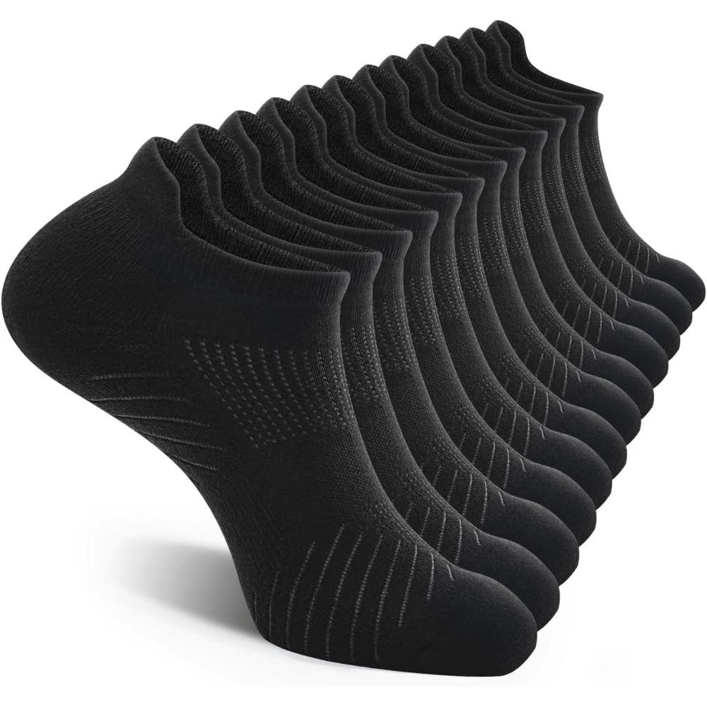 imageFITRELL 6 Pack Mens Athletic Running Ankle Socks Low Cut Cushioned Wicking AntiBlister Breathable Sport SocksBlack