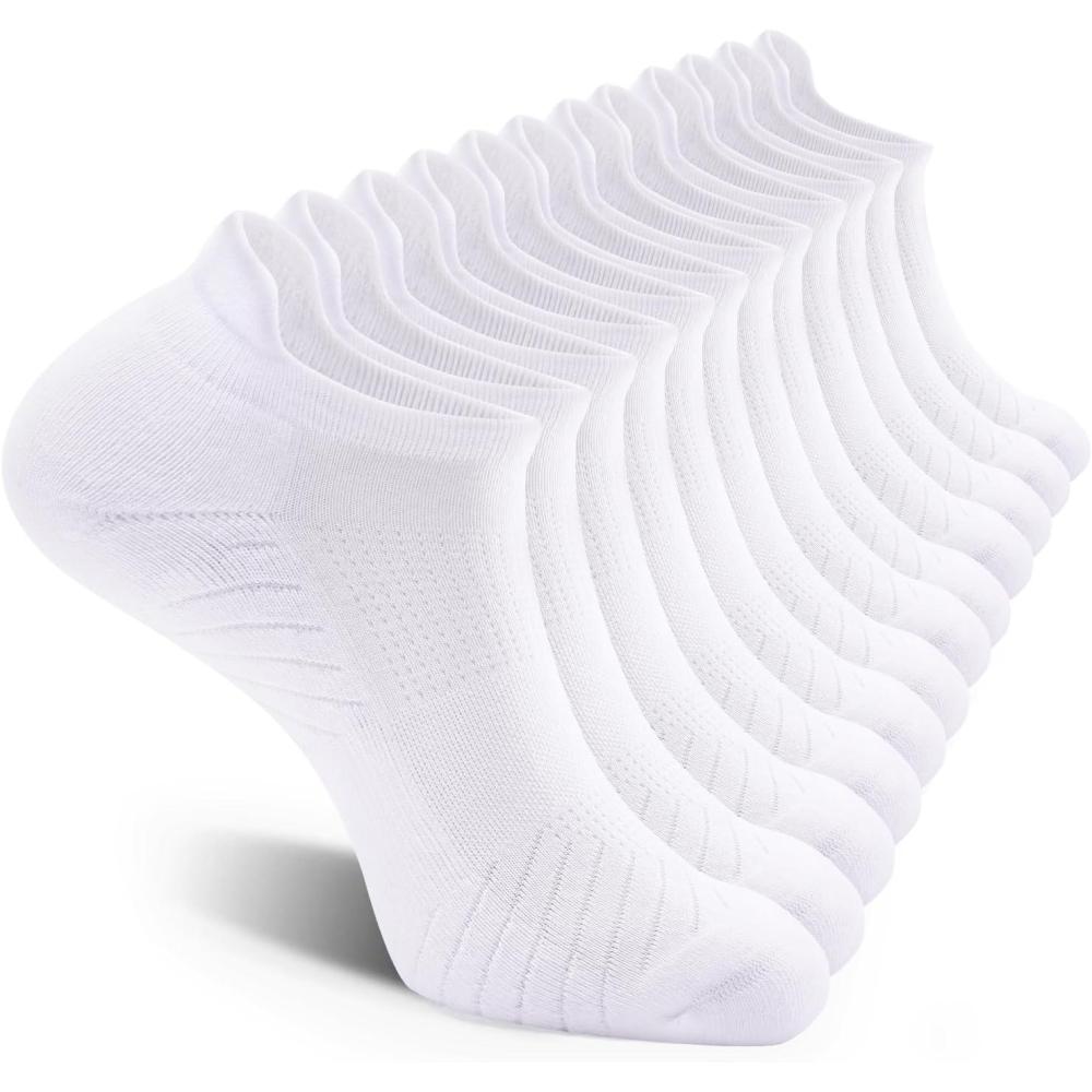 imageFITRELL 6 Pack Mens Athletic Running Ankle Socks Low Cut Cushioned Wicking AntiBlister Breathable Sport SocksWhite