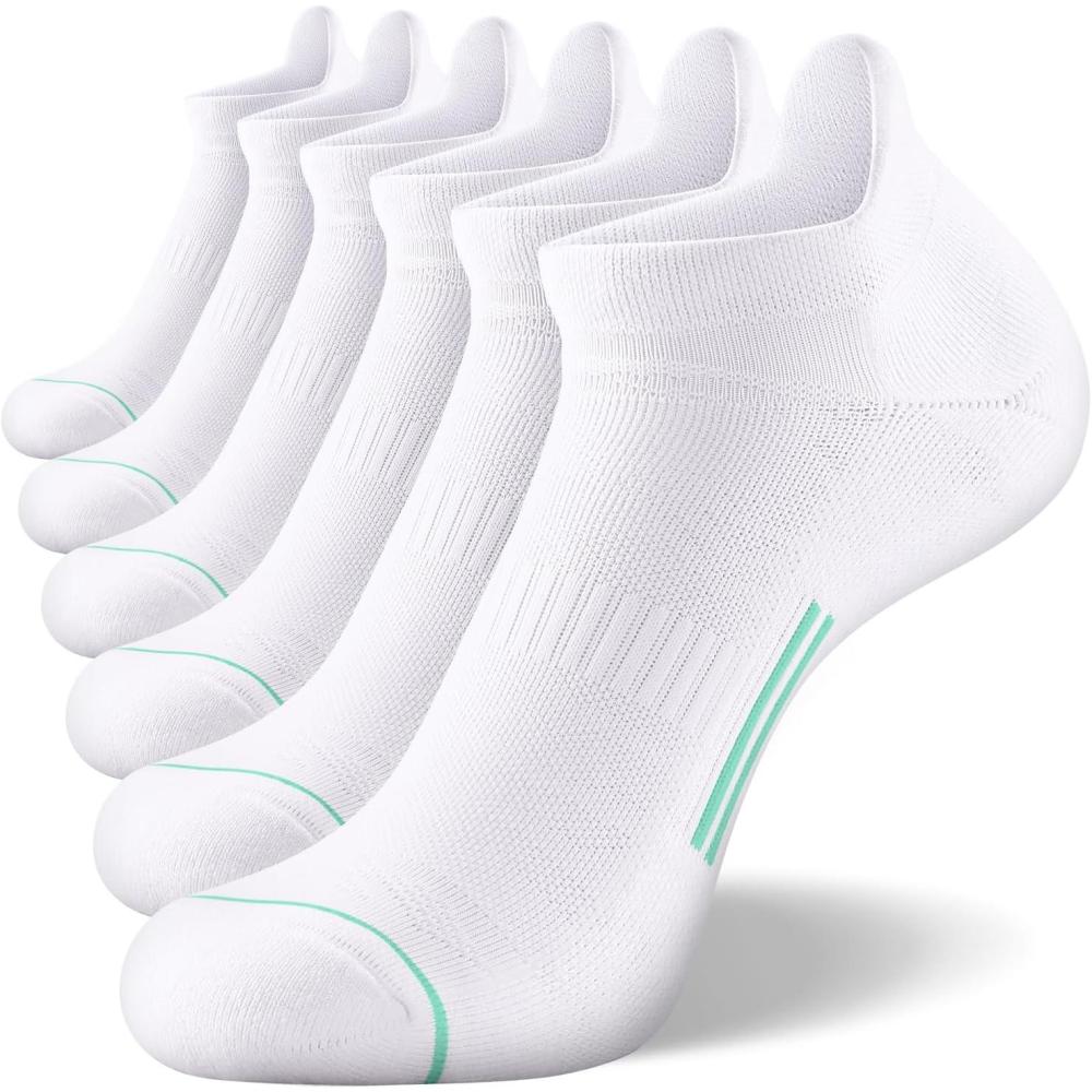 imageFITRELL Mens 6 Pack Ankle Running Socks Low Cut Cushioned Athletic Sports Socks 799121215White Aqua