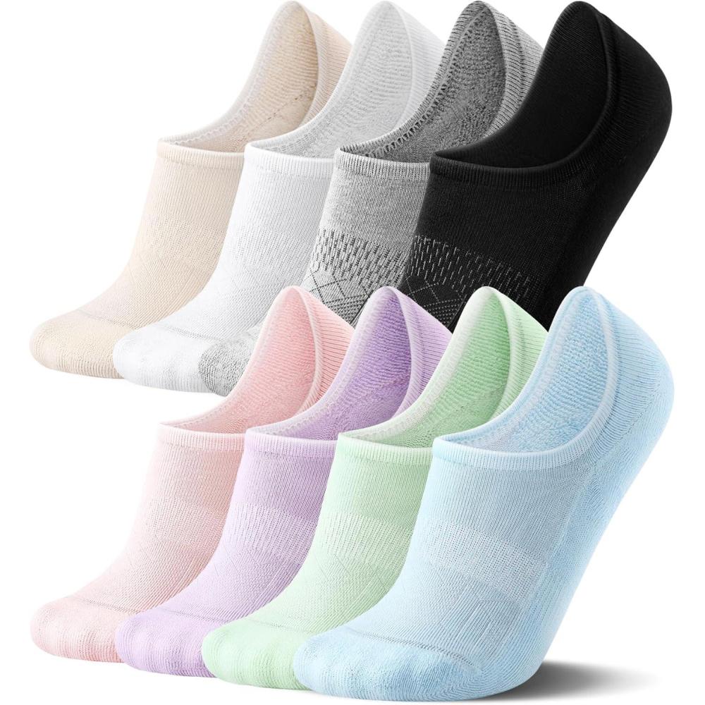 imageFITRELL No Show Socks Womens Cotton Cushioned Athletic Ankle Low Cut Invisible Non Slip Socks 58 Pairs8 Pairs Mulicolor  Bliss Cream