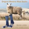 imageFITRELL 4 Pack Mens Merino Wool Hiking Socks Wicking Cushioned Warm Thermal Lightweight Boot Crew Dress SocksNavy Blue4