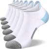 imageFITRELL Mens 6 Pack Ankle Running Socks Low Cut Cushioned Athletic Sports Socks 799121215White Sky