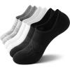 imageFITRELL No Show Socks Womens Cotton Cushioned Athletic Ankle Low Cut Invisible Non Slip Socks 58 Pairs3 Pairs Classicblackwhitegrey